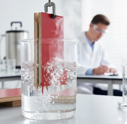 Boiling water test being conducted on shuttering ply sheets