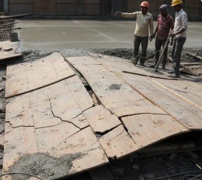 Cheap shuttering plywood failing at construction site