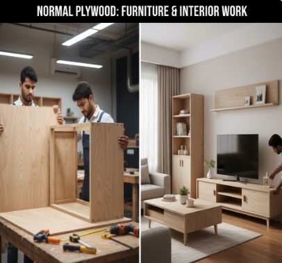 Normal plywood used for furniture and interior applications