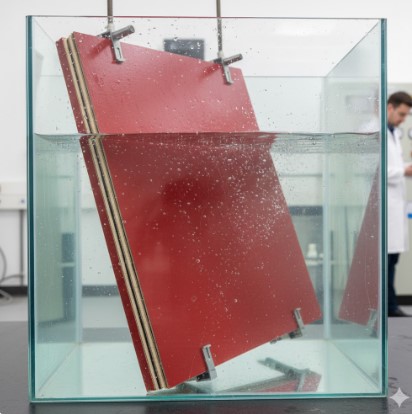 Waterproof shuttering ply resisting water during testing
