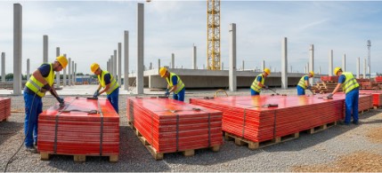 Phenolic bonded shuttering ply used in commercial construction site