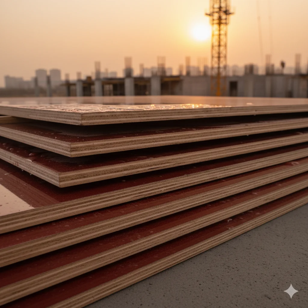 Hardwood core shuttering ply showing dense internal layers